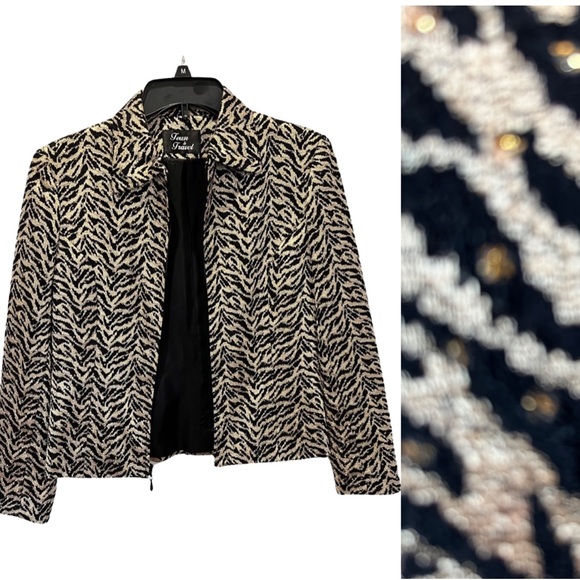 Gold sparkled animal print jacket by Town and Travel. - Picture 1 of 7